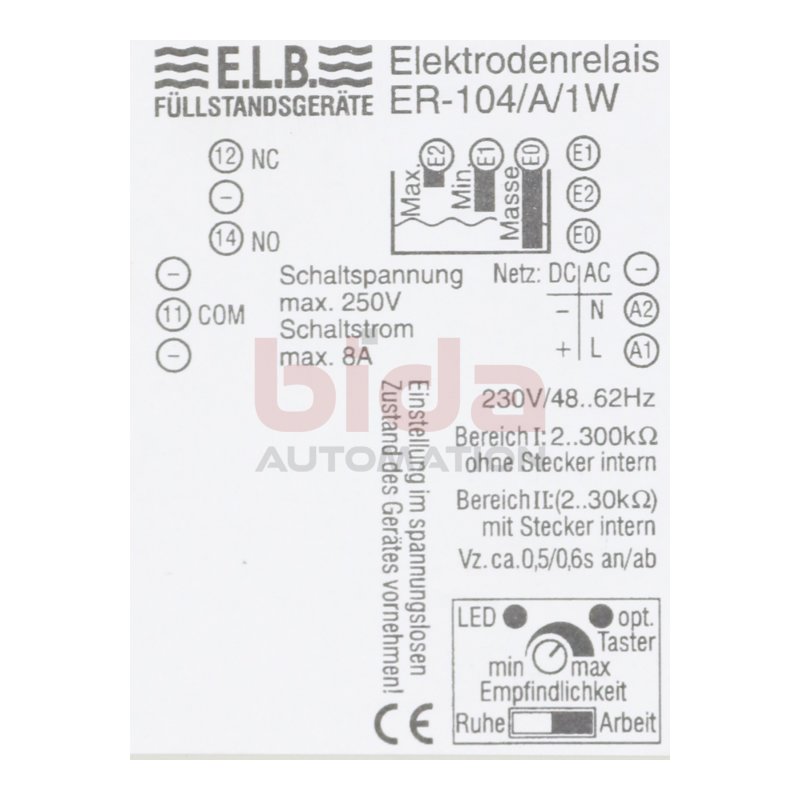 E.L.B ER-104/A/1W Elektrodenrelais  Electrode Relay