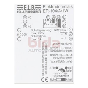 E.L.B ER-104/A/1W Elektrodenrelais  Electrode Relay