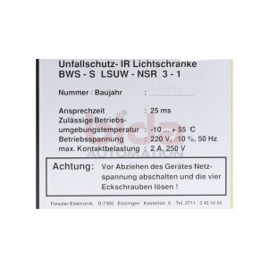 Fiessler BWS-S LSUW-NSR 3-1 Schaltgerät Unfallschutz...