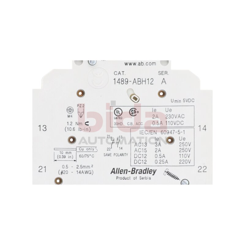 Allen-Bradley 1489-ABH12 Hilfskontakt Auxilary Contact