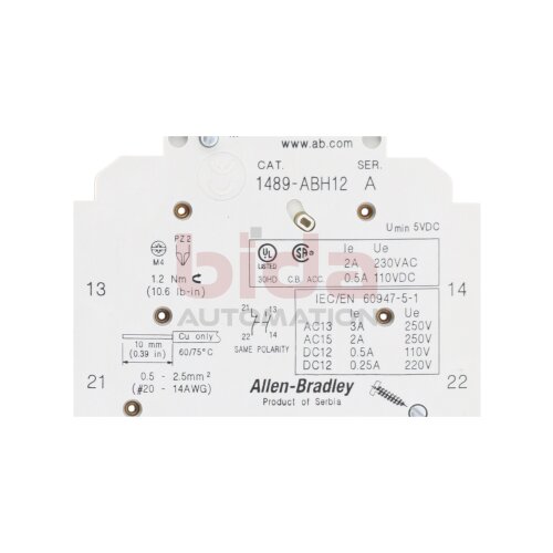 Allen-Bradley 1489-ABH12 Hilfskontakt Auxilary Contact