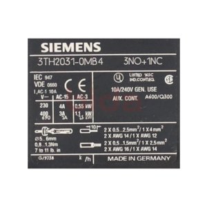Siemens 3TH2031-0MB4 / 3TH2 031-0MB4 Hilfsschütz...