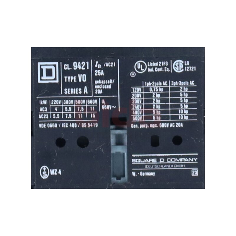 Square D CLASS 9421 TYPE VC0 Nothauptschalter Emergency Main Switch