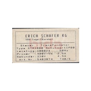 Erich Schäfer KG STR1000 Art.Nr. 5403874...