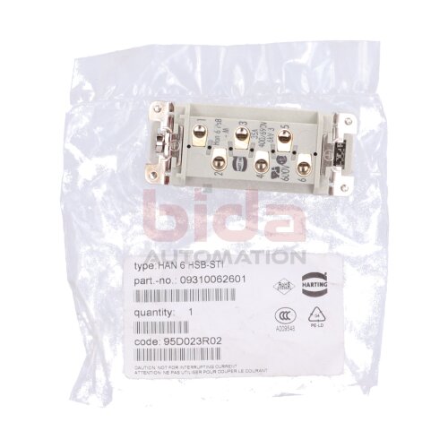 Harting HAN 6 HSB-STI Stifteinsatz Buchseneinsatz Pin Insert Socket Insert