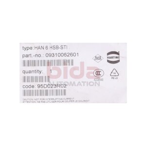 Harting HAN 6 HSB-STI Stifteinsatz Buchseneinsatz Pin...