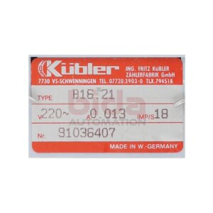 Kübler B16.21 Impuls Zähler 6-stellig Pulse...