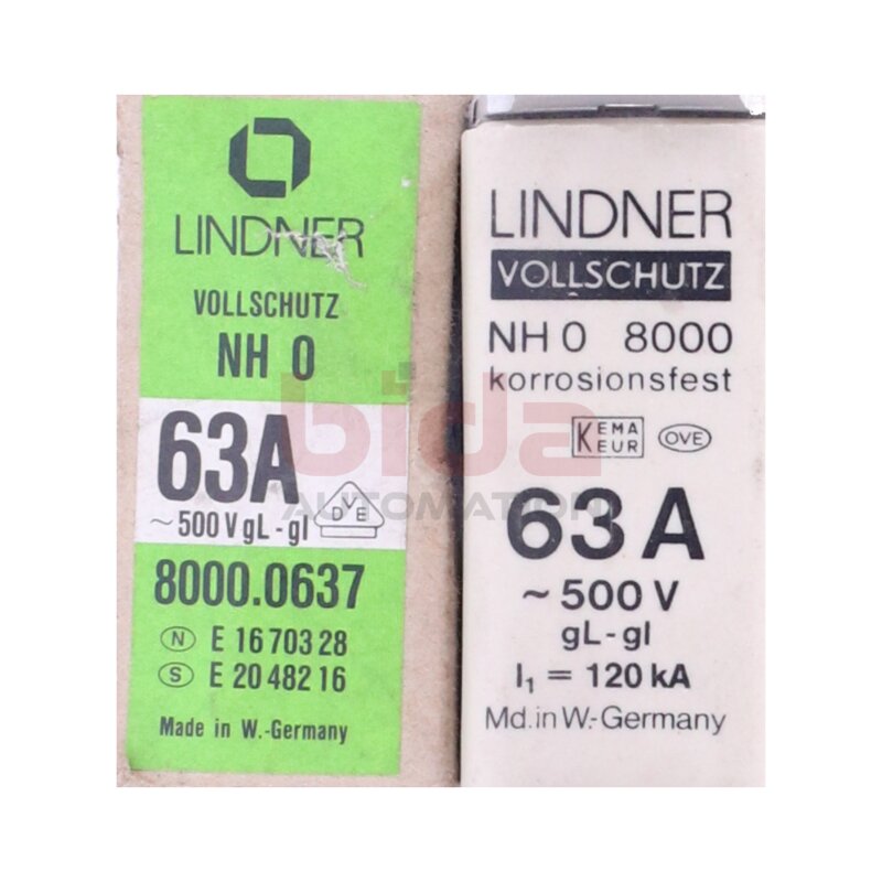 Lindner Vollschutz NH 0 8000 Sicherungseinsatz Fuse Link