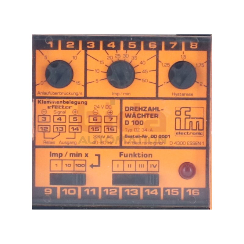 ifm electronic DZ 34-A Drehzahlw&auml;chter Time Delay Relay