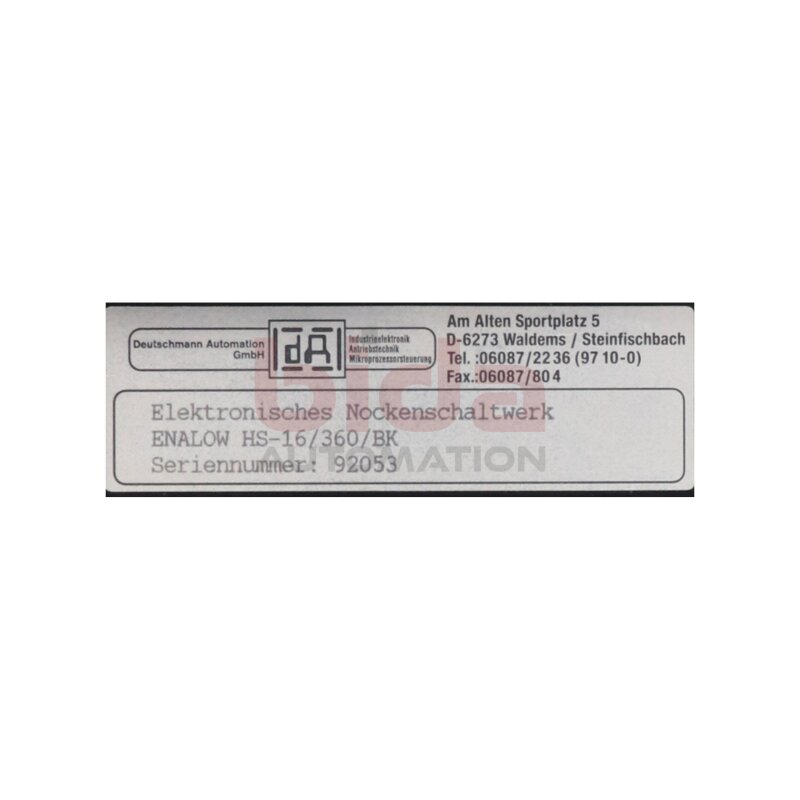Deutschmann Automation HS-16/360/BK Elektronisches Nockenschaltwerk Cam Switch Electronic Cam Switch