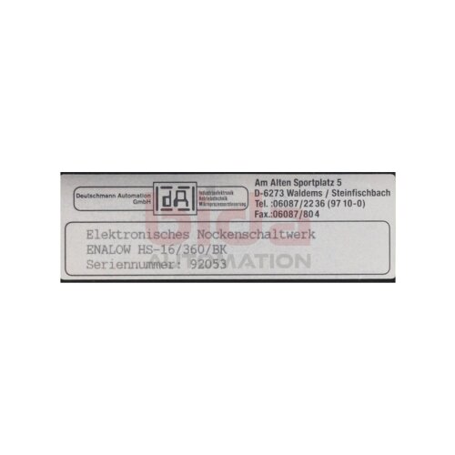 Deutschmann Automation HS-16/360/BK Elektronisches Nockenschaltwerk Cam Switch Electronic Cam Switch