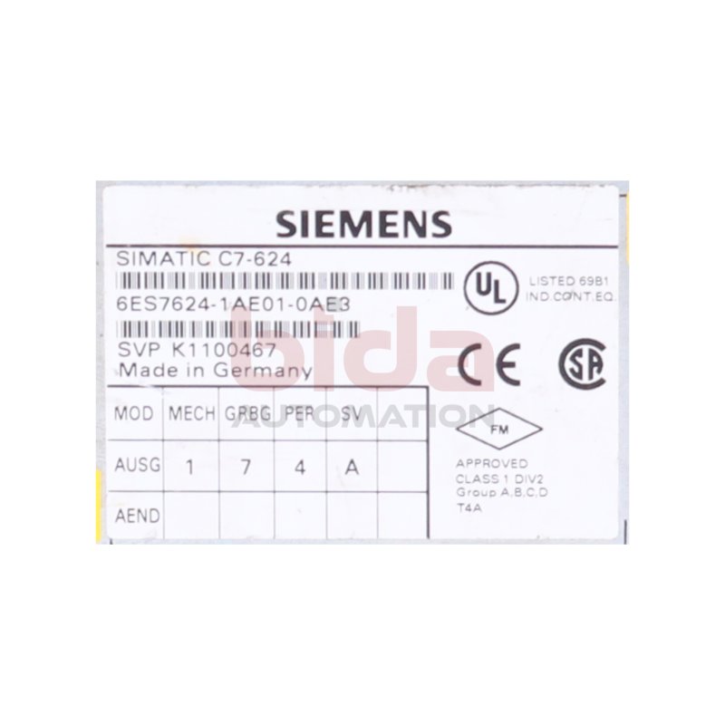 Siemens C7-624 6ES7624-1AE01-0AE3 Bedieneinheit Control Unit