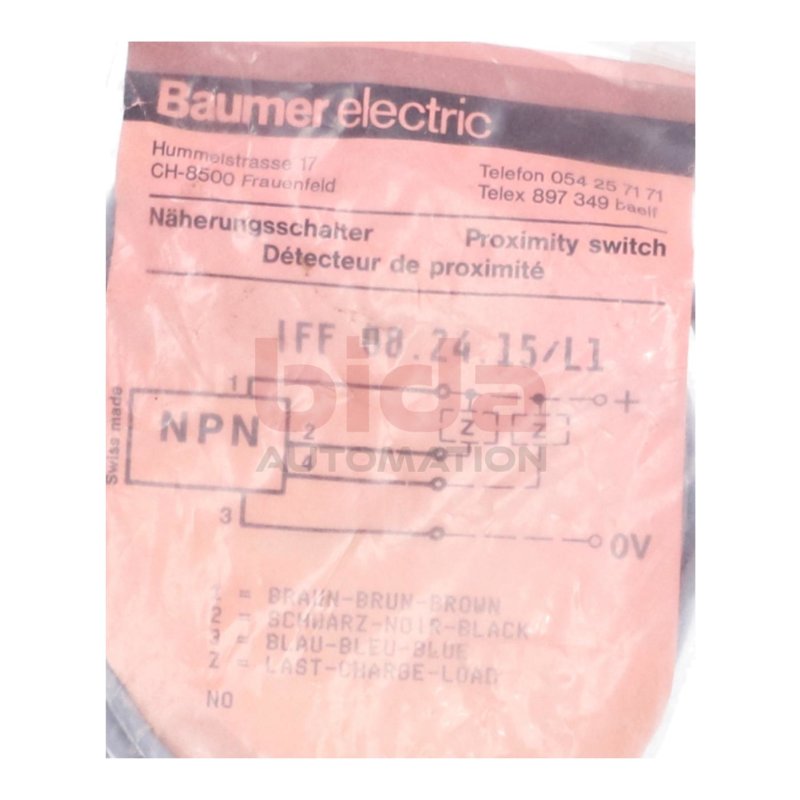 Baumer Electric IFF 08.24.15/L1 N&auml;hrungsschalter Proximity Switch