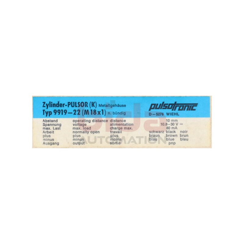 Pulsotronic 9919-22 (M18x1) N&auml;hrungssensor Proximity Sensor