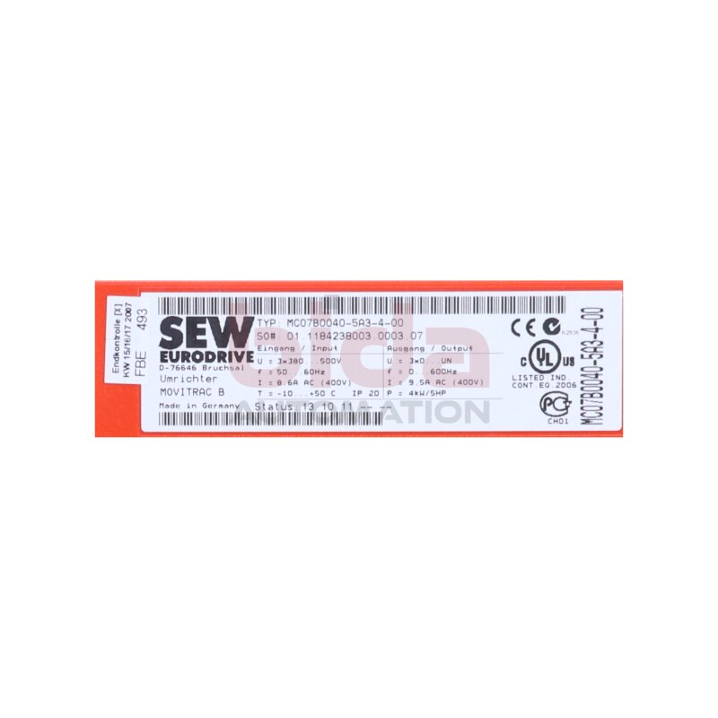 SEW Eurodrive  MC07B0040-5A3-4-00 Movitrac B Umrichter Converter