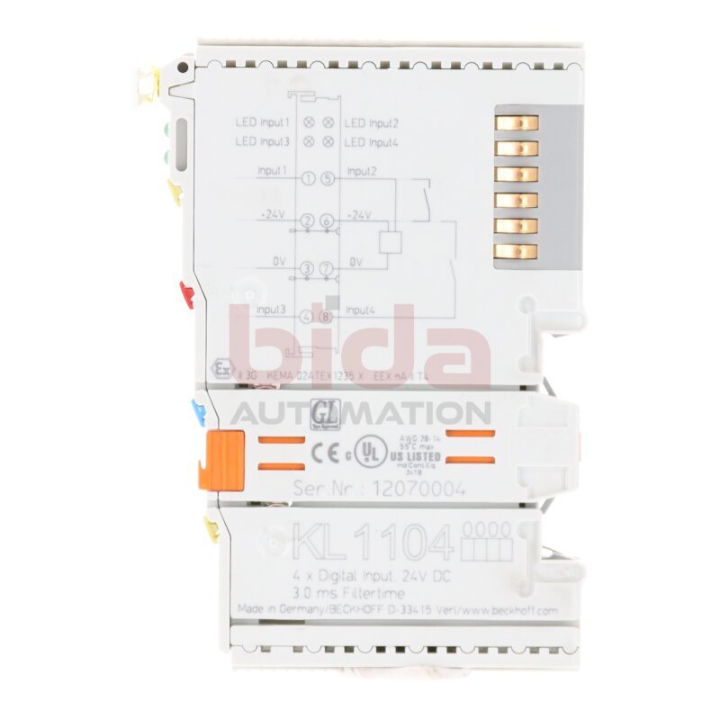 Beckhoff KL1104 Busklemme, 4-Kanal-Digital-Eingang Bus Terminal 4-Channel Digital Input