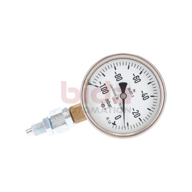 Wika Kapselfeder Manometer von 0 bis -100x10 fach mbar Klasse 1,6 EN 837-3