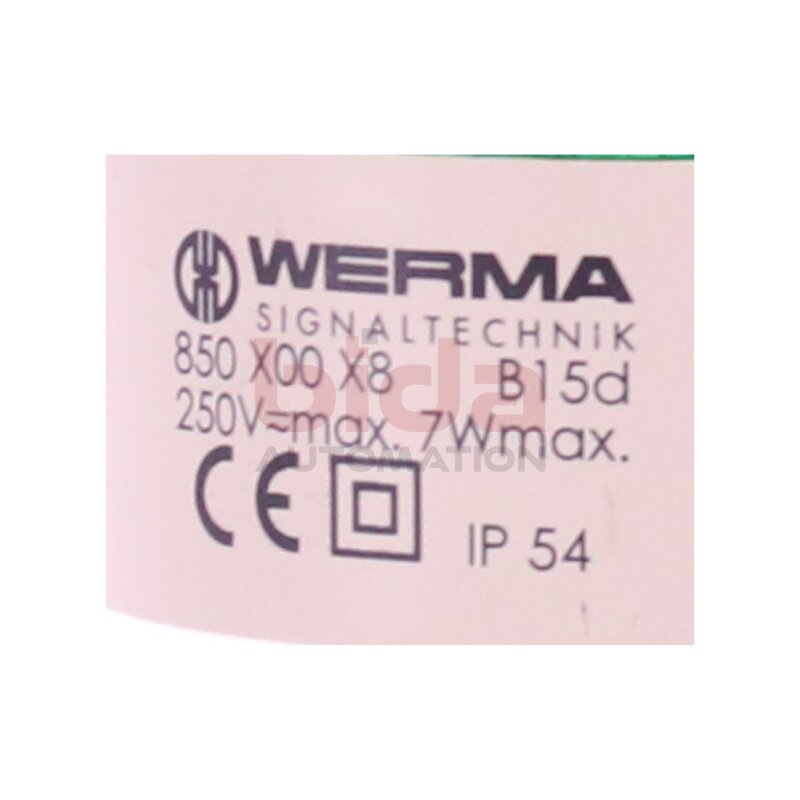 Werma 850 X00 X8 B15d (G) Leuchtmelder Gr&uuml;n Indicator Light Green