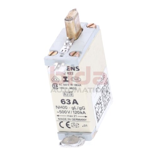 Siemens 3NA2 822 Sicherungseinsatz Fuse Insert