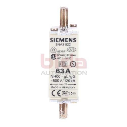 Siemens 3NA3 822 Sicherungseinsatz Fuse Insert