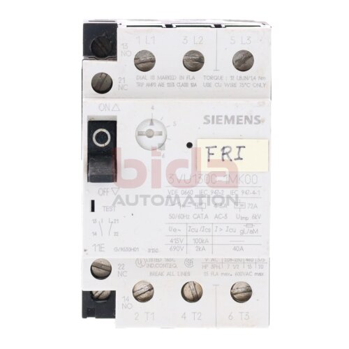 Siemens 3VU1300-1MK00 / 3VU1 300-1MK00 Leistungsschutzschalter Circuit Breaker 415/690V 40A