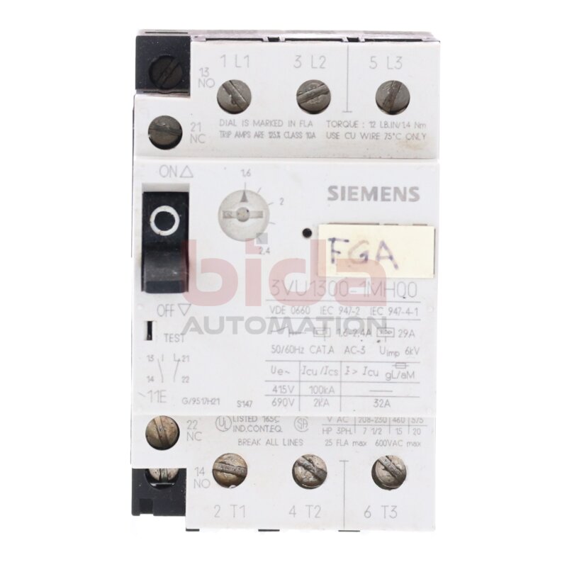 Siemens 3VU1300-1MH00 / 3VU1 300-1MH00 Leistungsschutzschalter Circuit Breaker 415/690V 32A