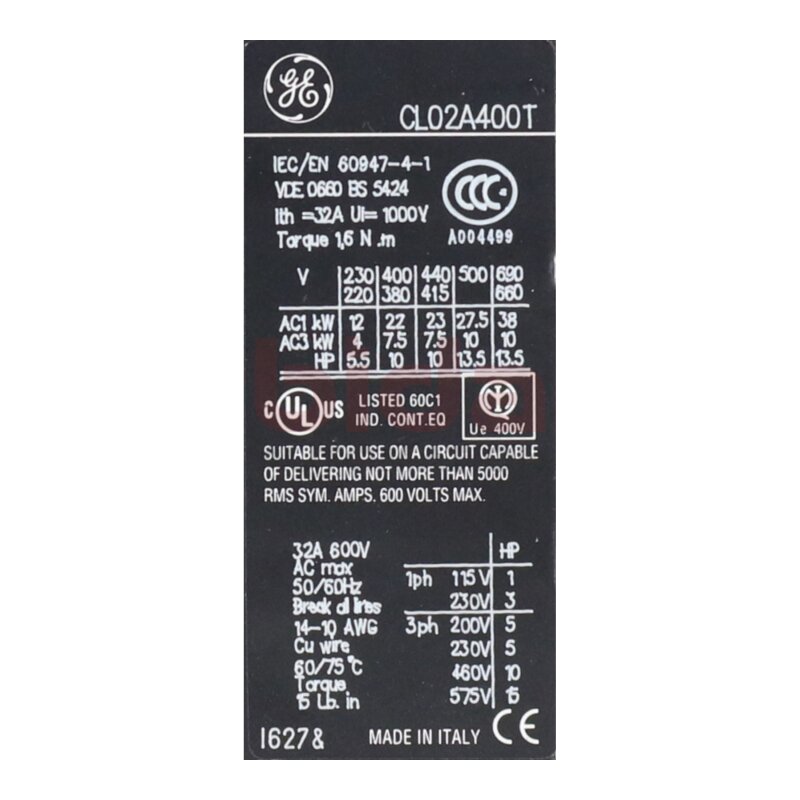 GE General Electric CL02A400T Sch&uuml;tz Contactor