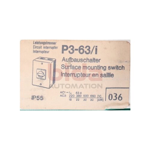 Moeller P3-63/i Aufbauschalter surface mounting switch 63A 220V