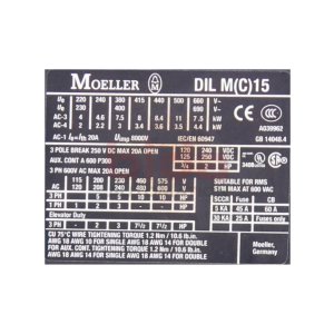 Moeller DILM15-10 Leistungsschütz / Power Contactor...