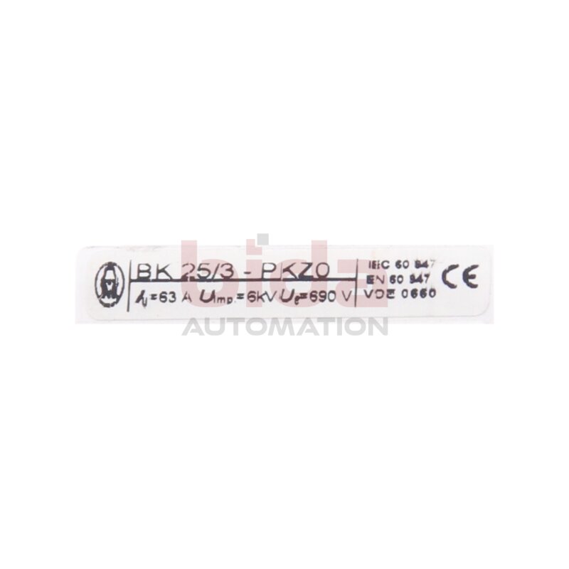 Moeller BK 25/3-PKZ0 Einspeiseklemme / Feed-in terminal 63A 690V