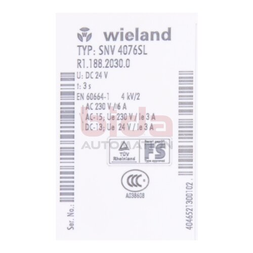 Wieland Electric SNV4076SL (R1.188.2030.0) Ger&auml;t zur &Uuml;berwachung von sicherheitsgerichteten Stromkreisen / Device for monitoring safety-related circuits 24V