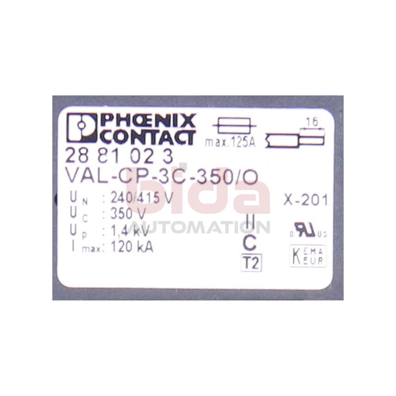 Phoenix VAL-CP-3C-350/O (2881023) &Uuml;berspannungsableiter / Surge arrester 350V 125A