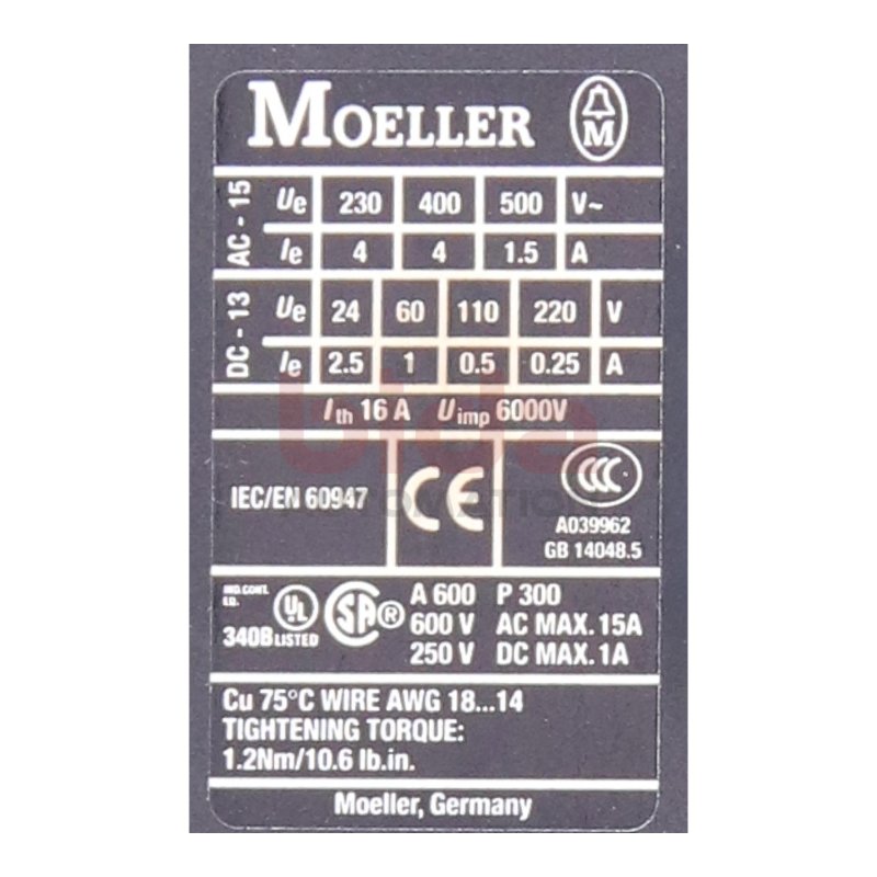 Moeller DIL AC-22 Hilfssch&uuml;tz / Auxiliary Contactor 600V 15A