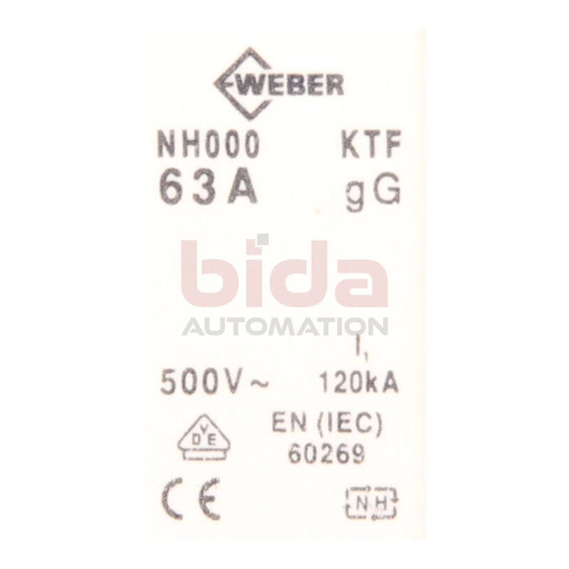 Weber NH000 63A Sicherungseinsatz / fuse insert 63A 500V