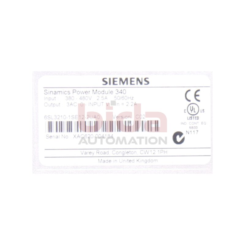 Siemens 6SL3210-1SE12-2UA0 / 6SL3 210-1SE12-2UA0  SINAMICS S120 Umrichter Power Module PM340 380-480V