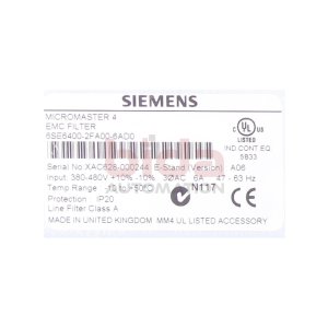 Siemens 6SE6400-2FA00-6AD0 / 6SE6 400-2FA00-6AD0...