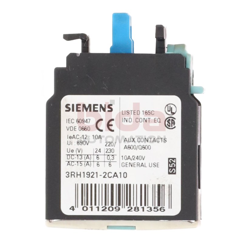 Siemens 3RH1921-2CA10 frontseitiger Hilfsschalter auxiliary switch on the front 10A 240V