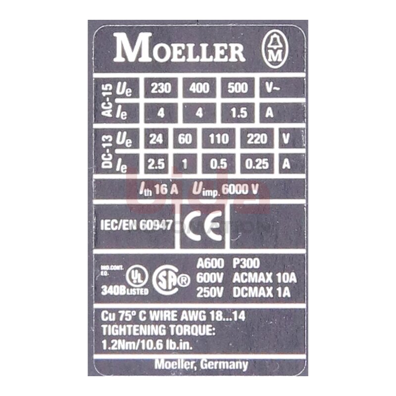 Moeller DIL A-XHIC04 Hilfsschalterblock / Auxiliary Switch Block 600V 10A