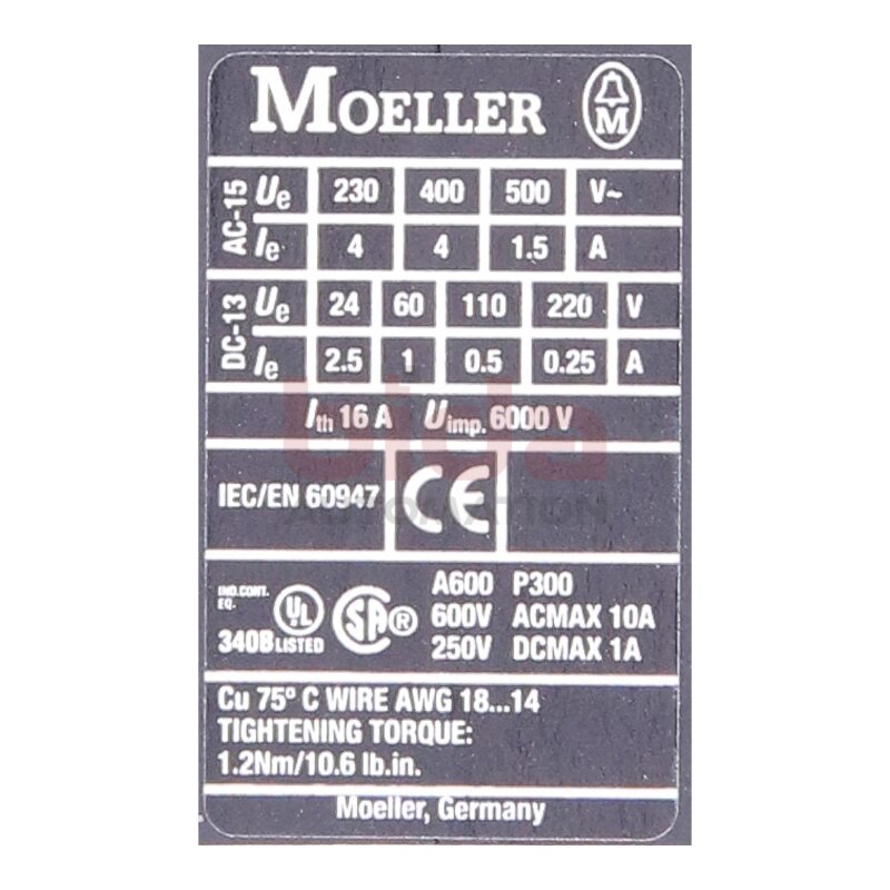 Moeller DIL A-XHIC22 Hilfsschalterblock / Auxiliary Switch Block 600V 10A