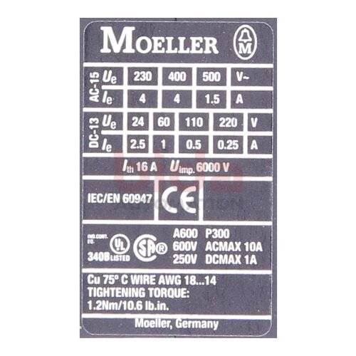 Moeller DIL A-XHIC22 Hilfsschalterblock / Auxiliary Switch Block 600V 10A