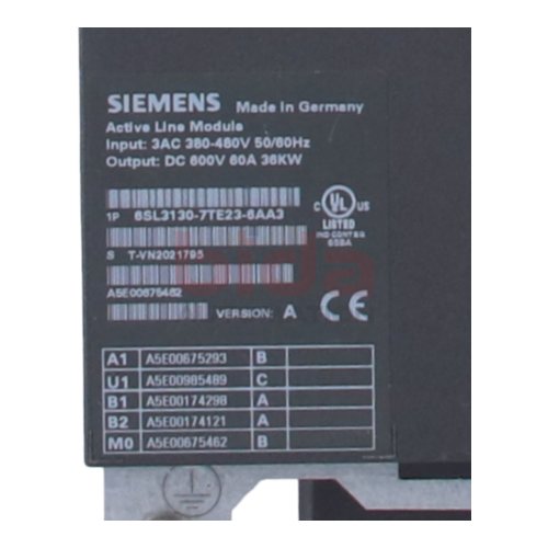 Siemens 6SL3130-7TE23-6AA3 / 6SL3 130-7TE23-6AA3 SINAMICS S120 Active-Line-Module 380-480V 60A