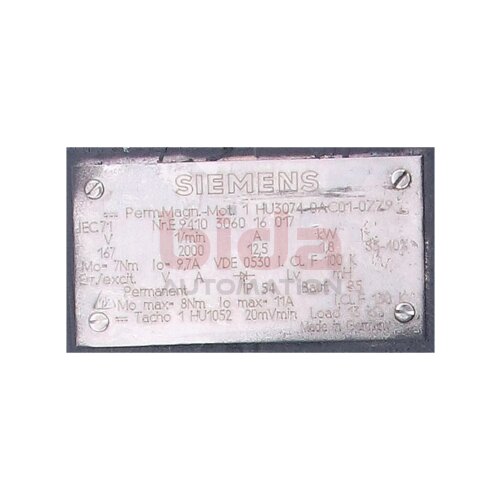 Siemens 1HU3074-0AC01-0ZZ9 / 1HU3 074-0AC01-0ZZ9 Permanent Magnet Motor