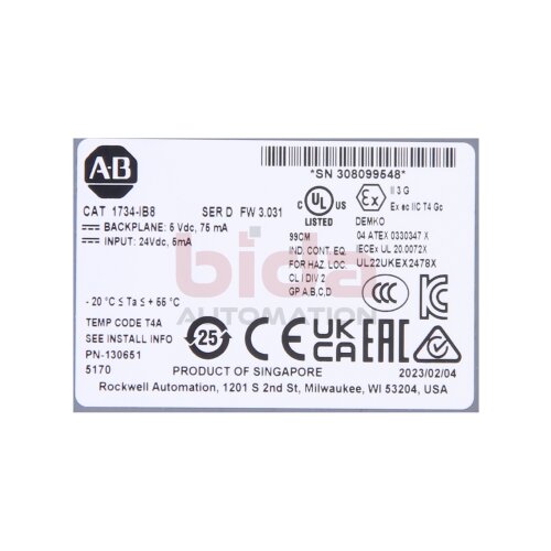 Allen-Bradley 1734-IB8 Eingangsmodul / Input modules 24VDC