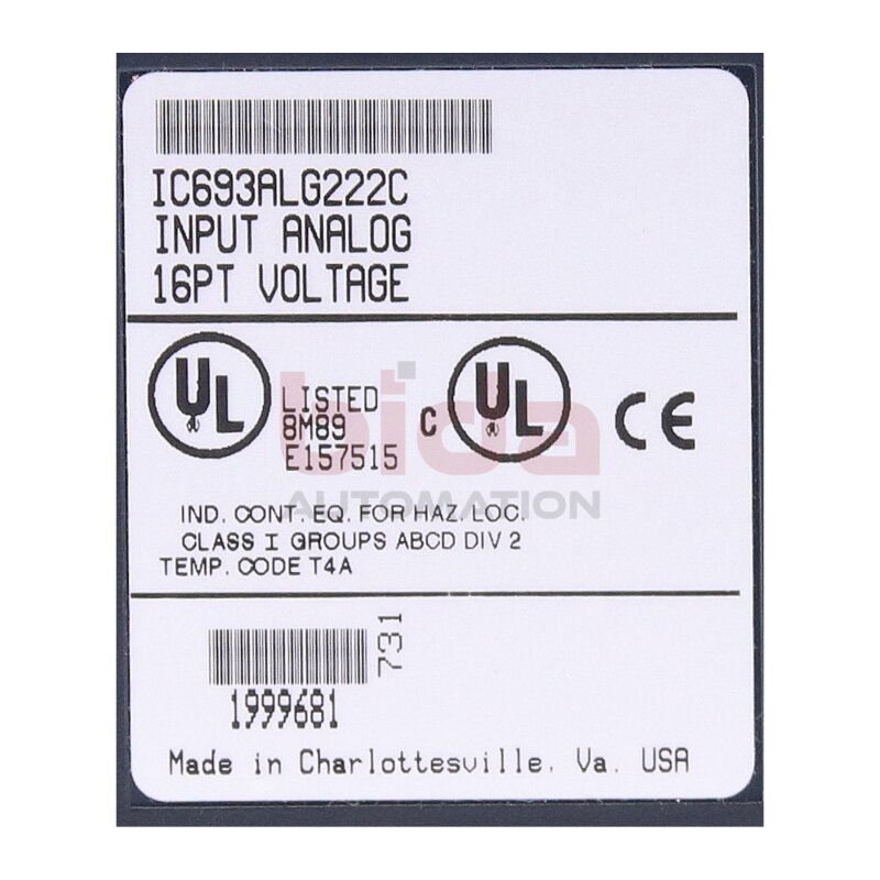 GE Fanuc IC693ALG222C Analog Eingang Modul / Analogue input module