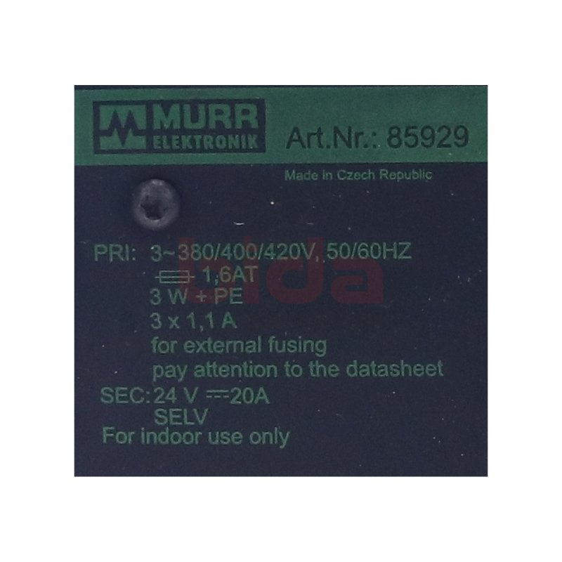 Murr MPL 20 (85929) Trafonetzger&auml;t / Transformer power supply unit  24V