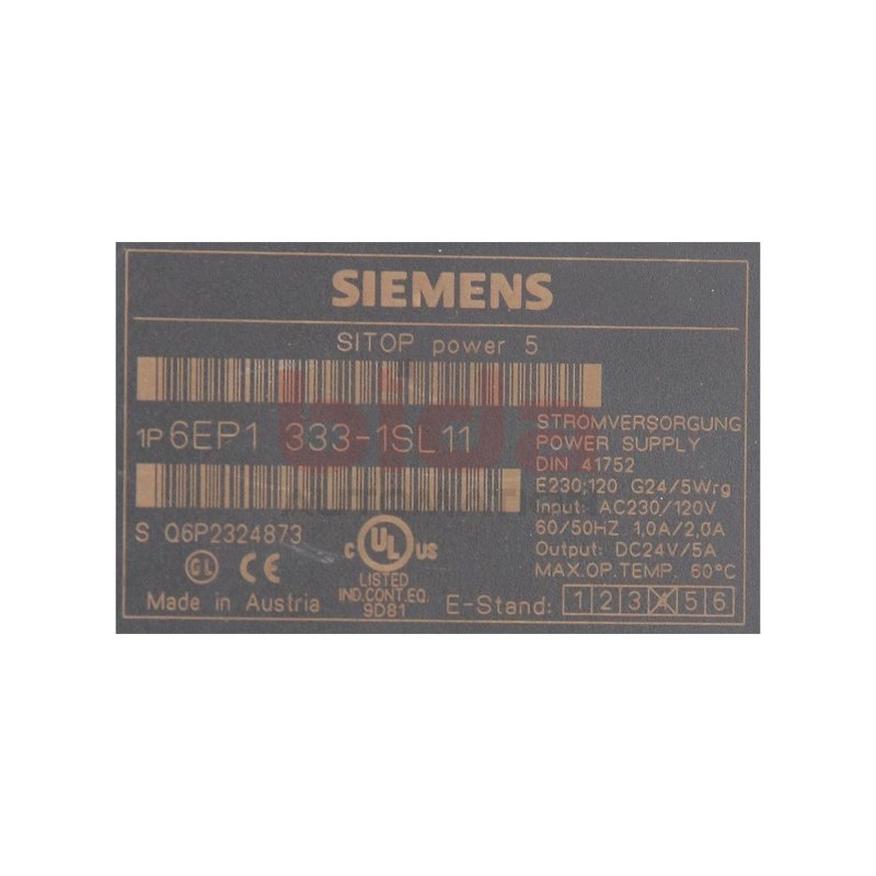 Siemens 6EP1333-1SL11 / 6EP1 333-1SL11 Stromversorgung / Power supply