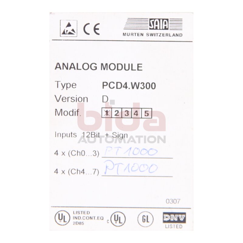 SAIA / Murten  PCD4.W300 Analog Module
