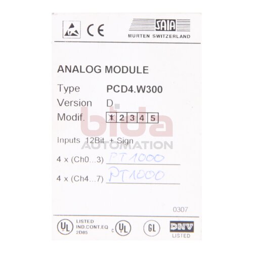 SAIA / Murten  PCD4.W300 Analog Module
