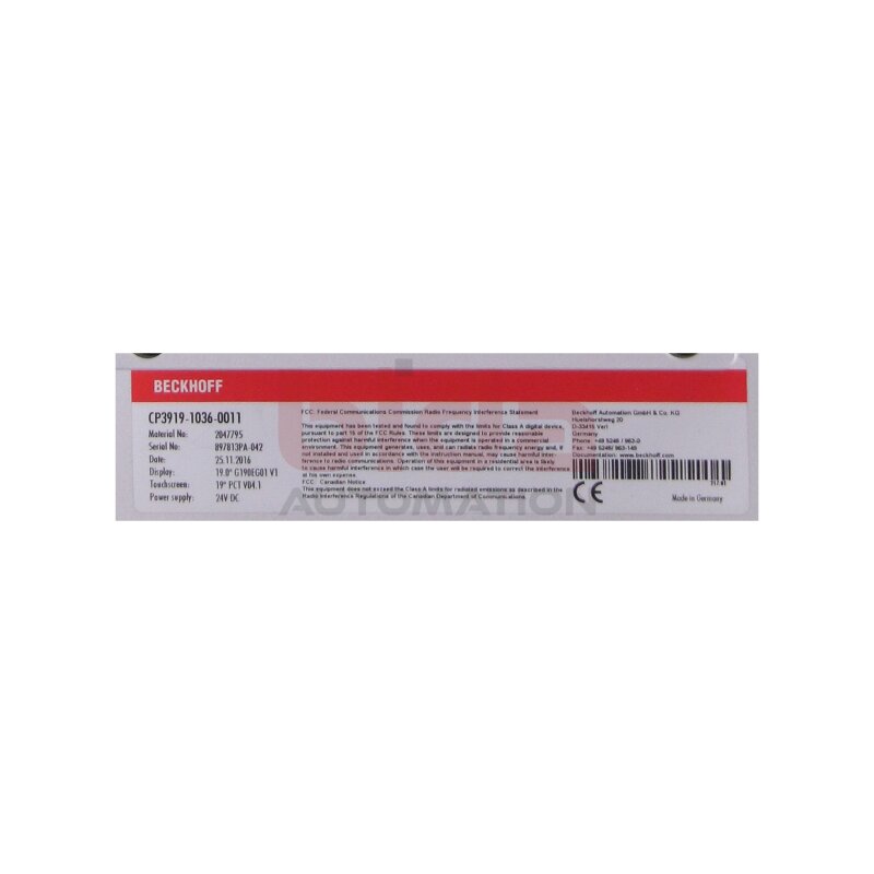 Beckhoff CP3919-1036-0011 Bedienfeld / control panel 24VDC 19"