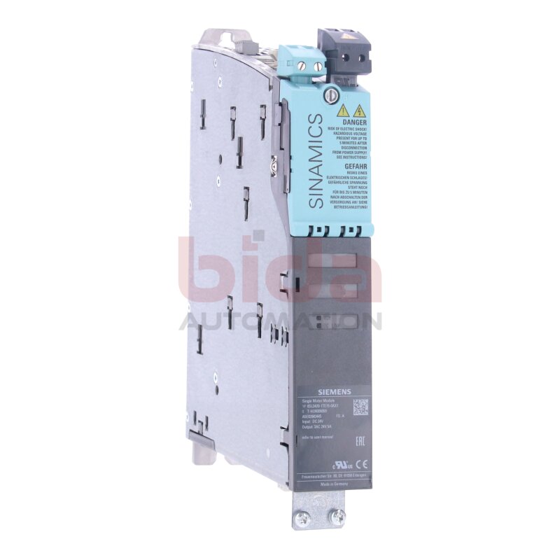 Siemens 6SL3420-1TE15-0AX1 / 6SL3 420-1TE15-0AX1 SINAMICS S120 Single Motor-Module 60VDC 40V 5A